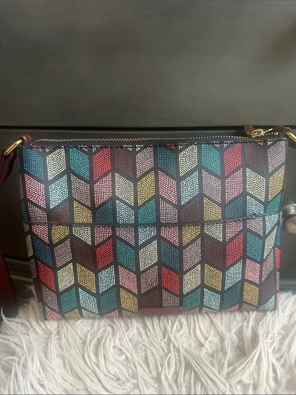 Fossil Multicolor Chevron Crossbody Bag